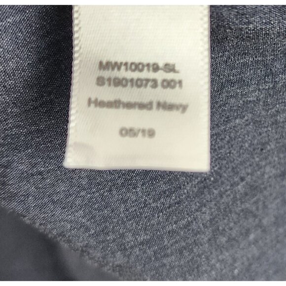 01.Algo Dress Shirt Mens L Navy Blue Heathered Stretch Slim Button Up - Picture 7 of 7